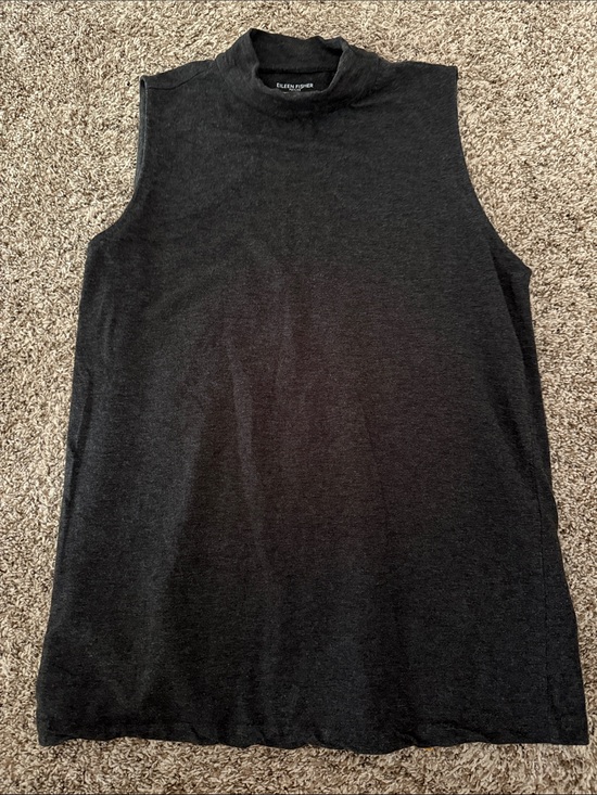 Eileen Fisher Tops - Eileen Fisher Gray Sleeveless‎ Mock Neck Top Tencel Lyocell Petite Medium PM